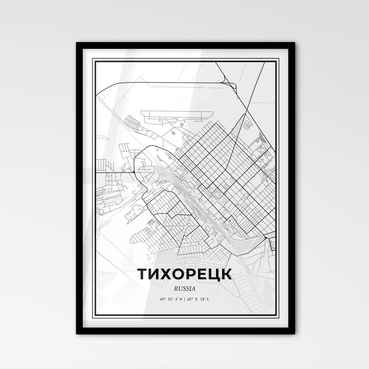 Tikhoretsk Russia - Scandinavian Style City Map for Modern Home Decor