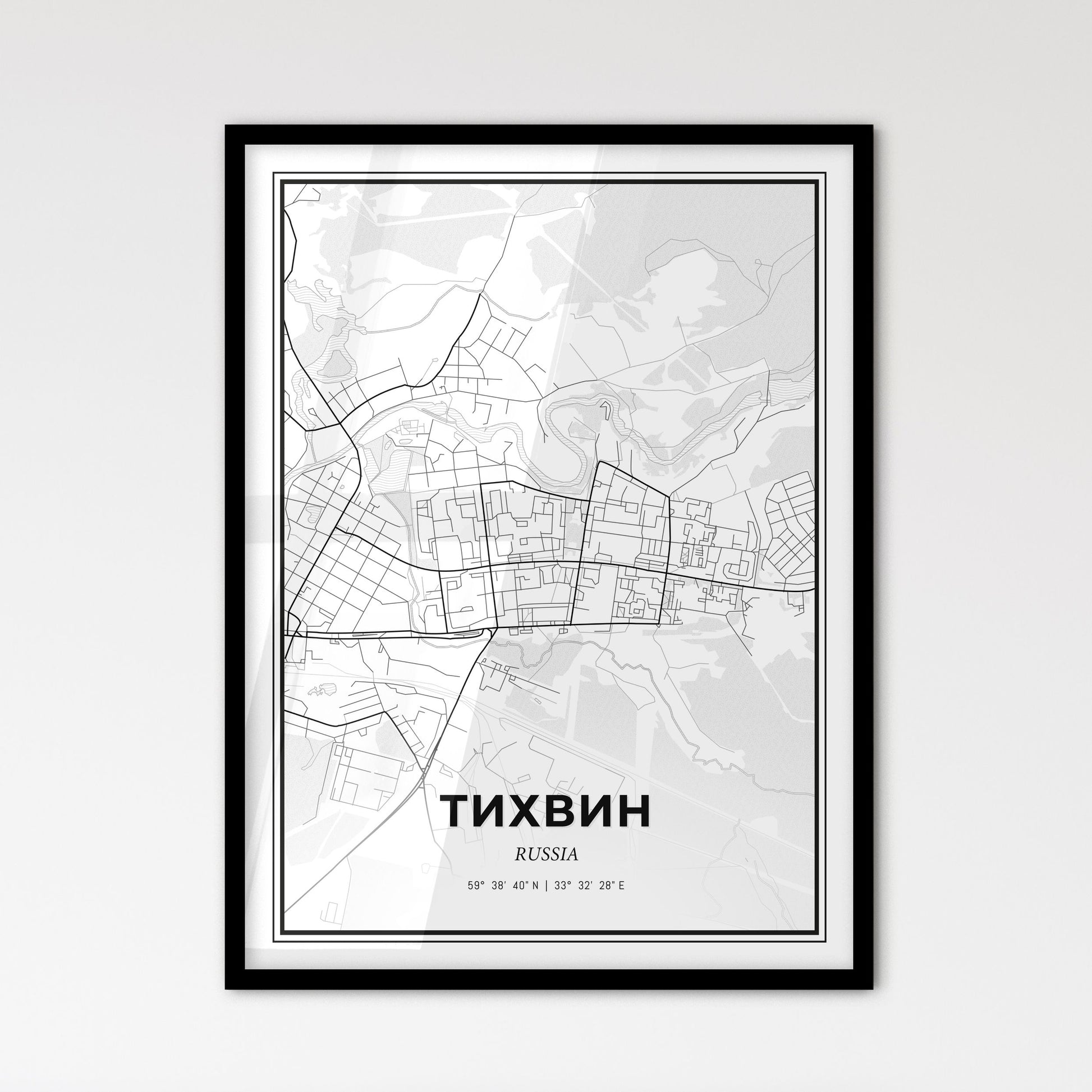 Tikhvin Russia - Scandinavian Style City Map for Modern Home Decor