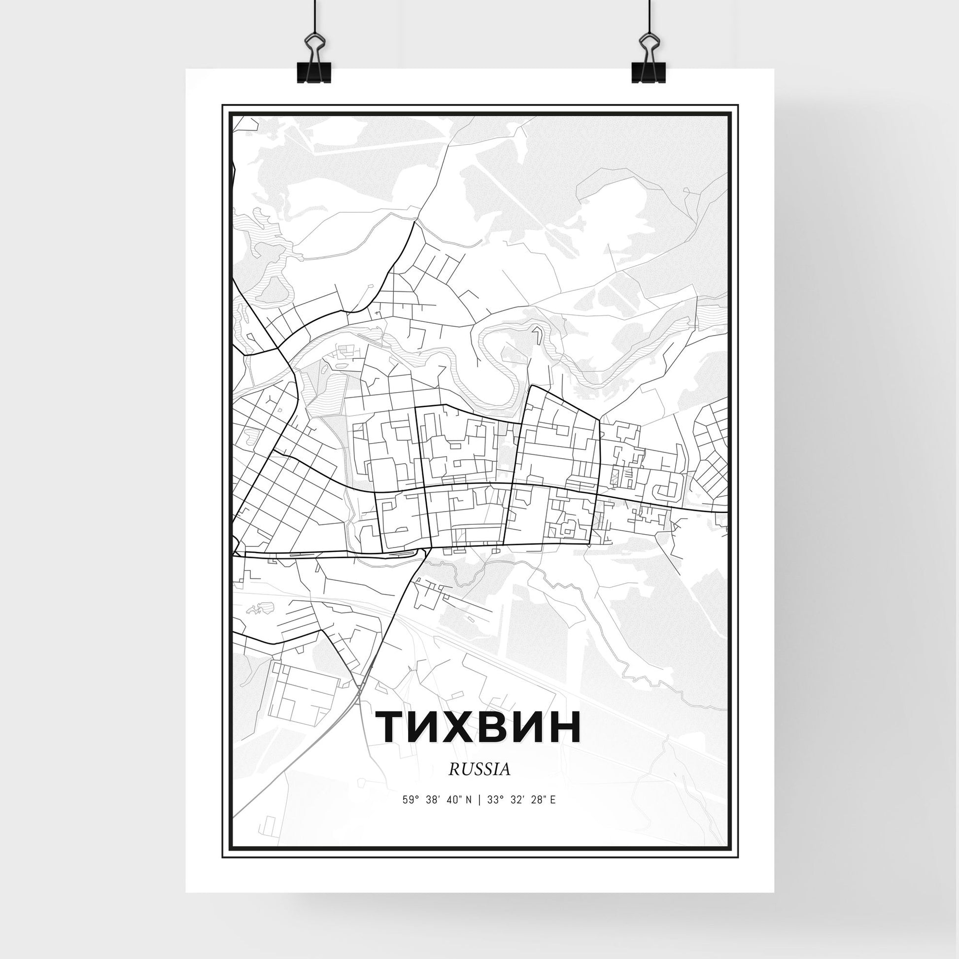 Tikhvin Russia - Premium City Map Poster