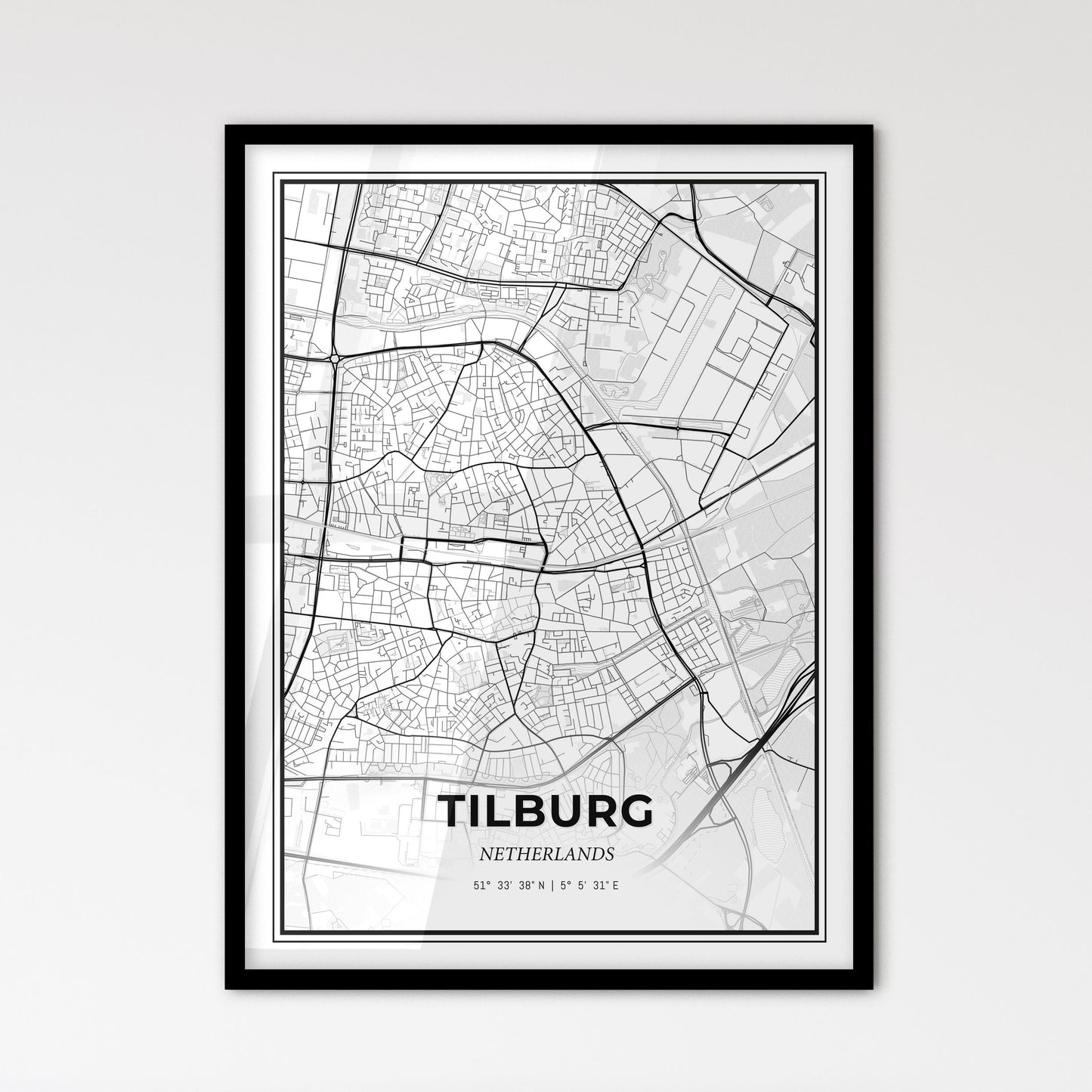  Tilburg Netherlands - Scandinavian Style City Map for Modern Home Decor