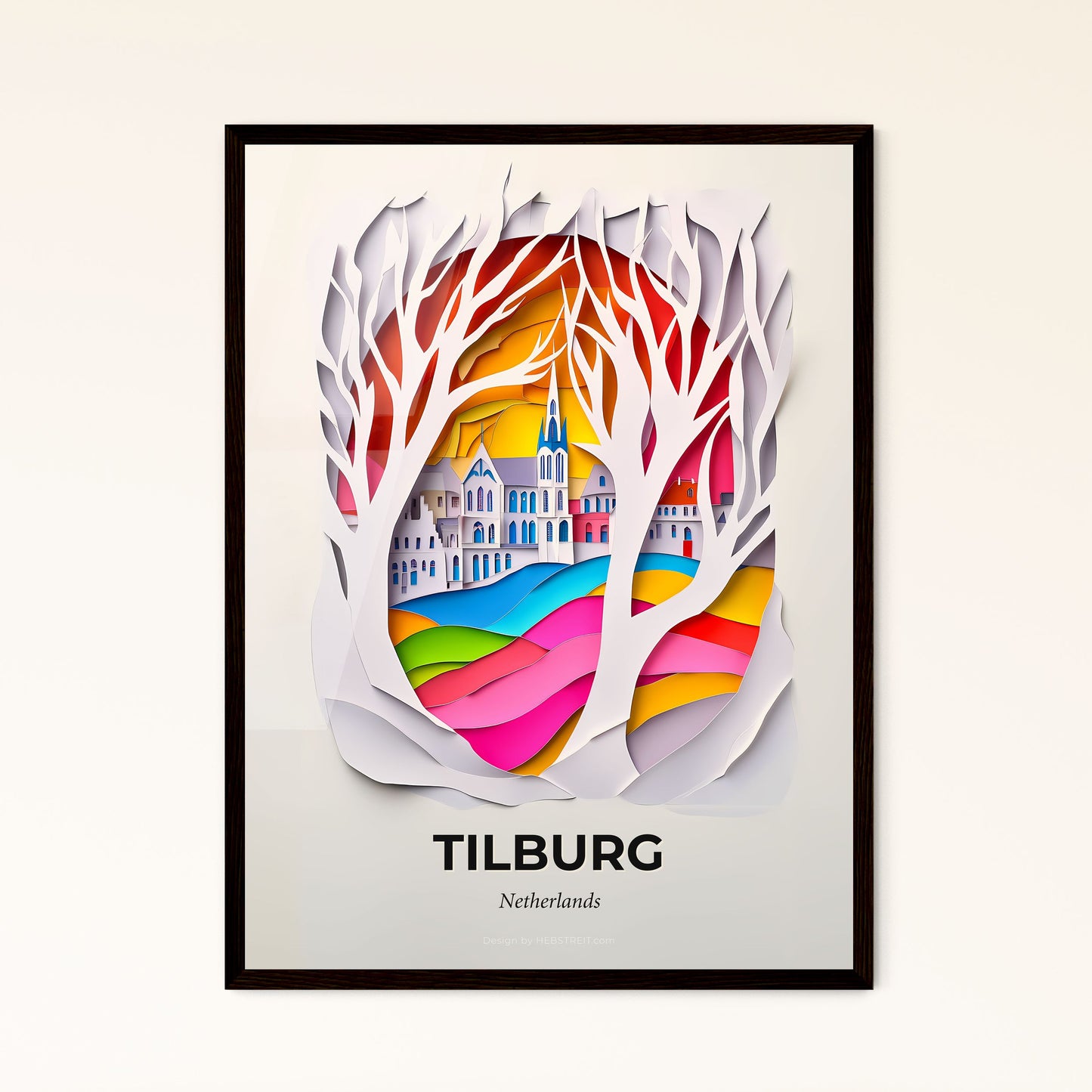 Vivid Tilburg, Netherlands - a paper cut of a city with trees