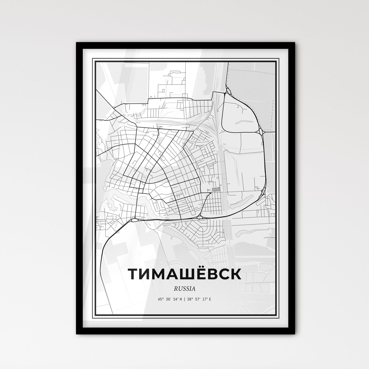 Timashyovsk Russia - Scandinavian Style City Map for Modern Home Decor