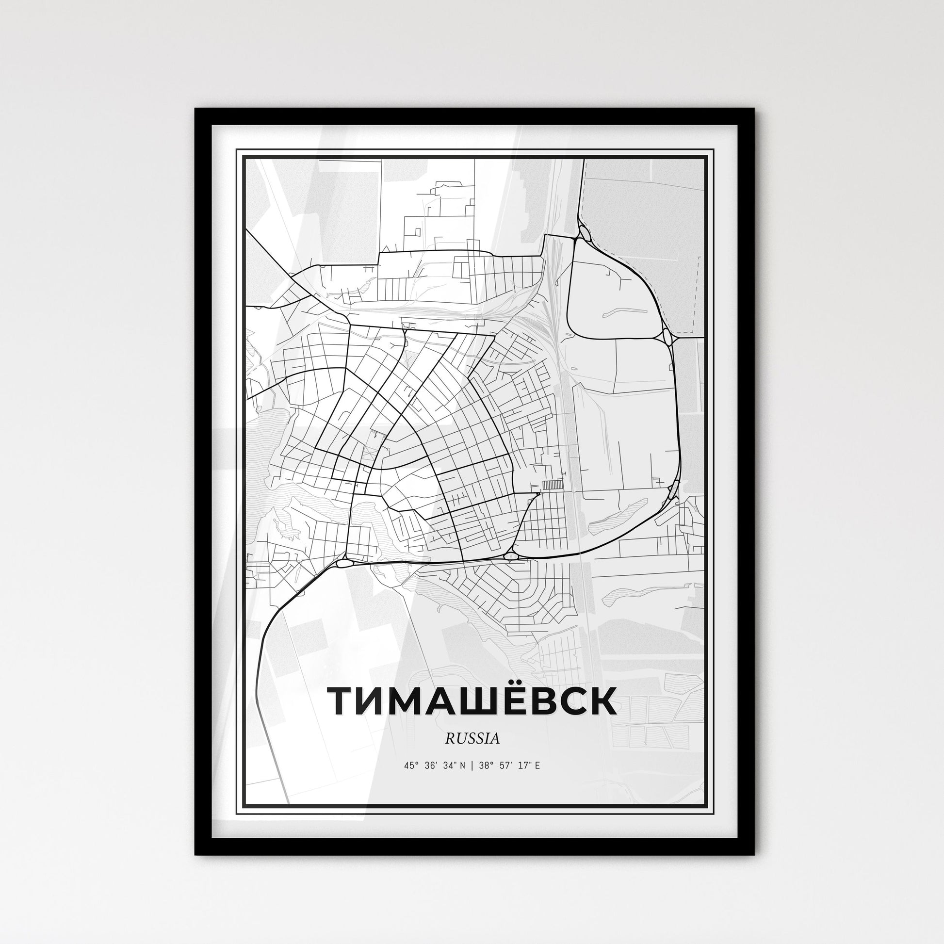 Timashyovsk Russia - Scandinavian Style City Map for Modern Home Decor