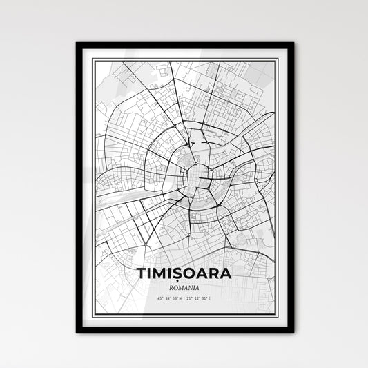 Timișoara Romania - Scandinavian Style City Map for Modern Home Decor