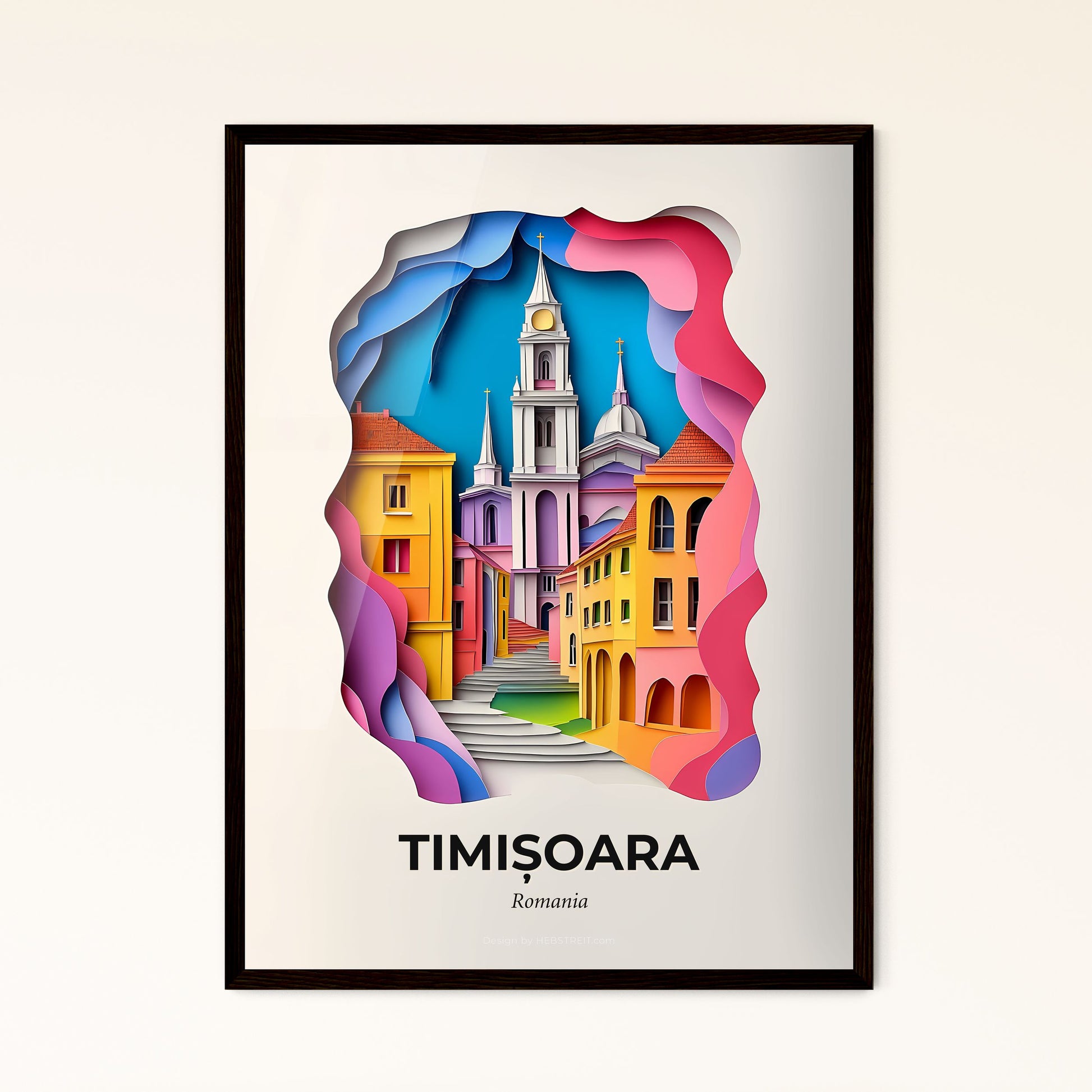 Vivid Timișoara, Romania - a paper cut of a city with a clock tower