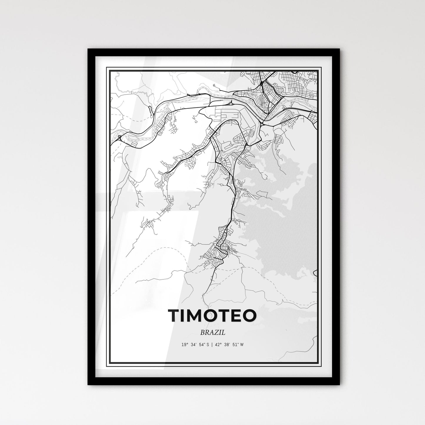 Timoteo Brazil - Scandinavian Style City Map for Modern Home Decor