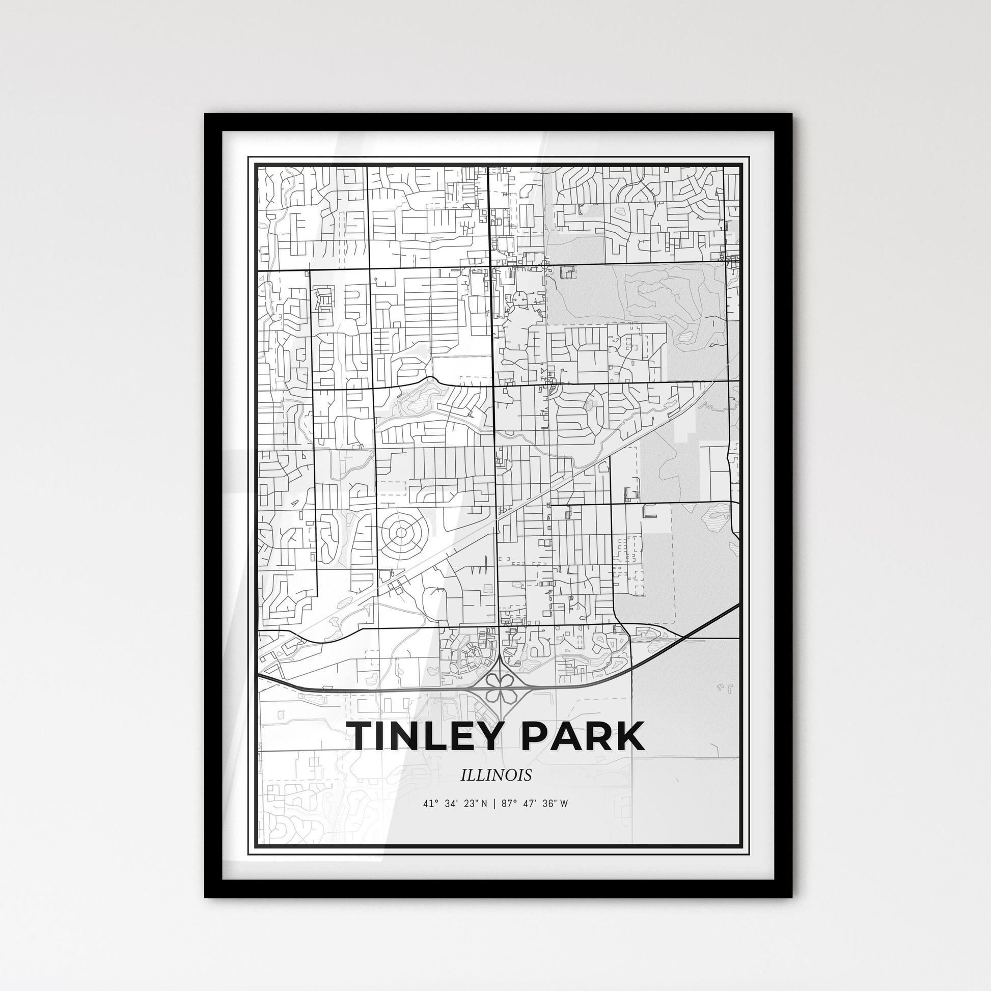 Tinley Park Illinois - Scandinavian Style City Map for Modern Home Decor