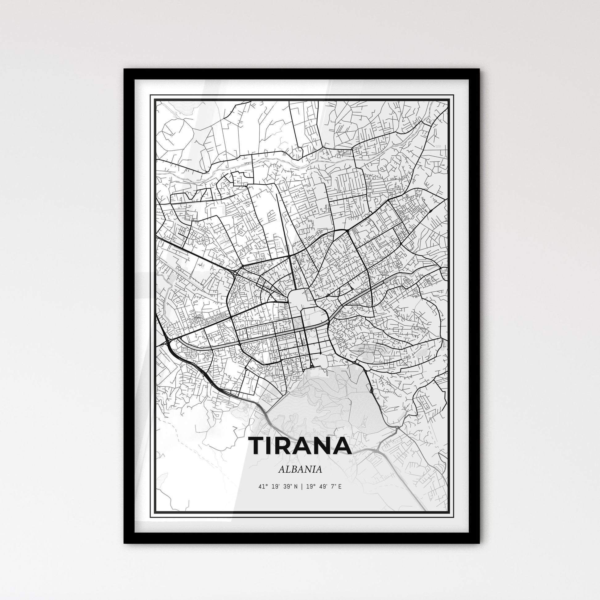 Tirana Albania - Scandinavian Style City Map for Modern Home Decor