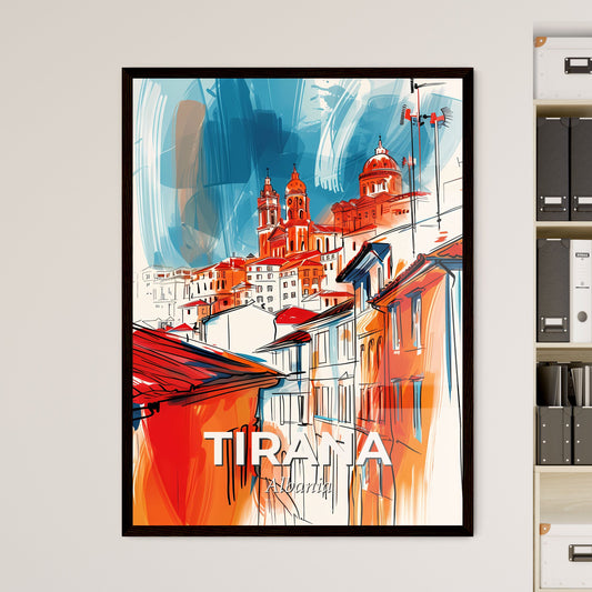 Vibrant Tirana, Albania - A Painting Of Buildings And Towers