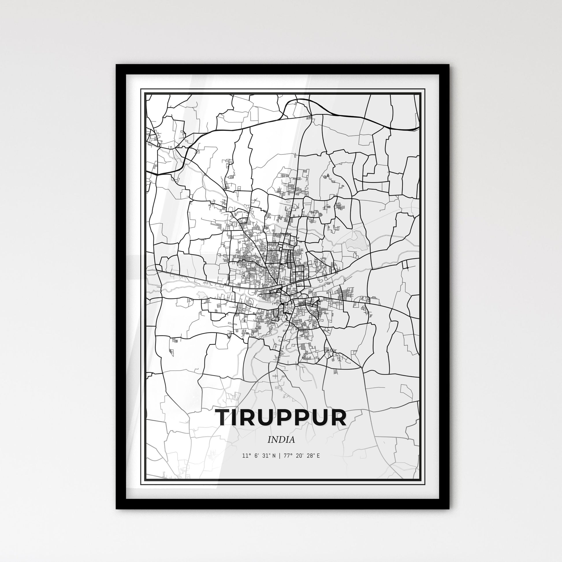 Tiruppur India - Scandinavian Style City Map for Modern Home Decor