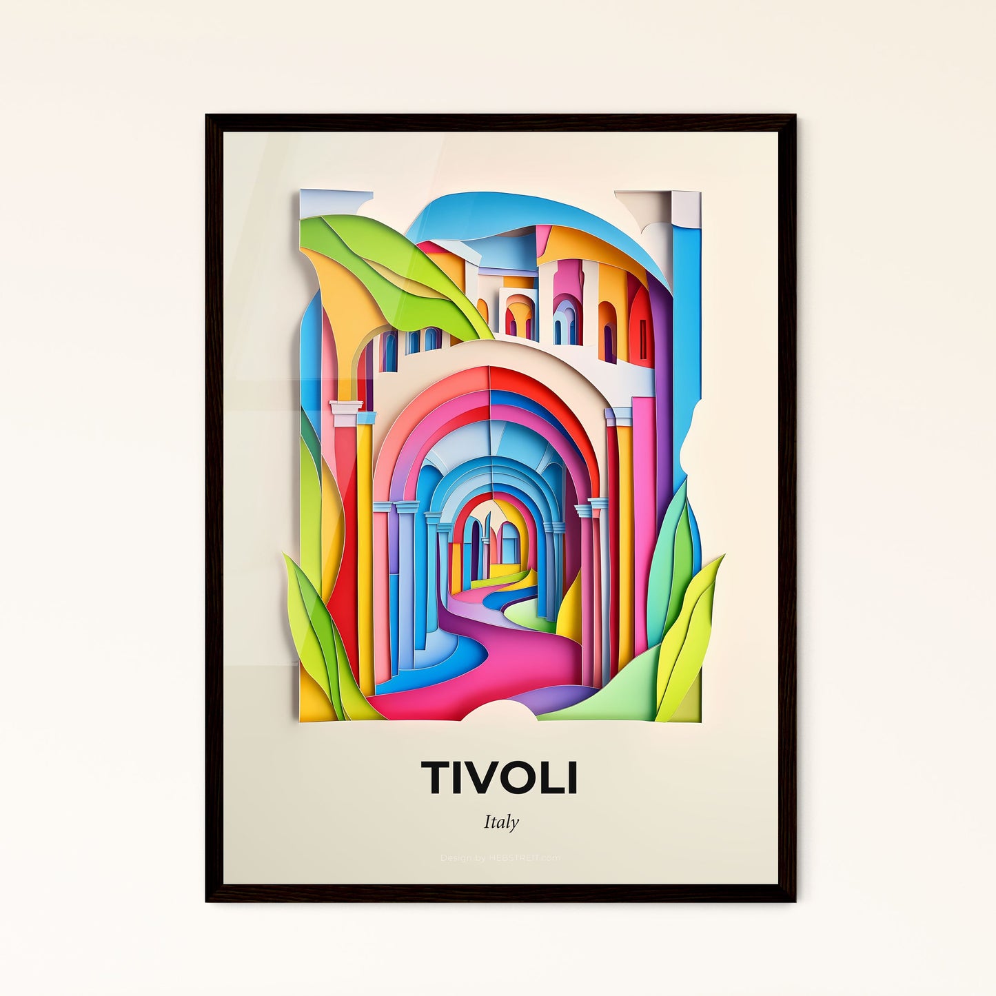 Vivid Tivoli, Italy - a colorful paper cut of a building