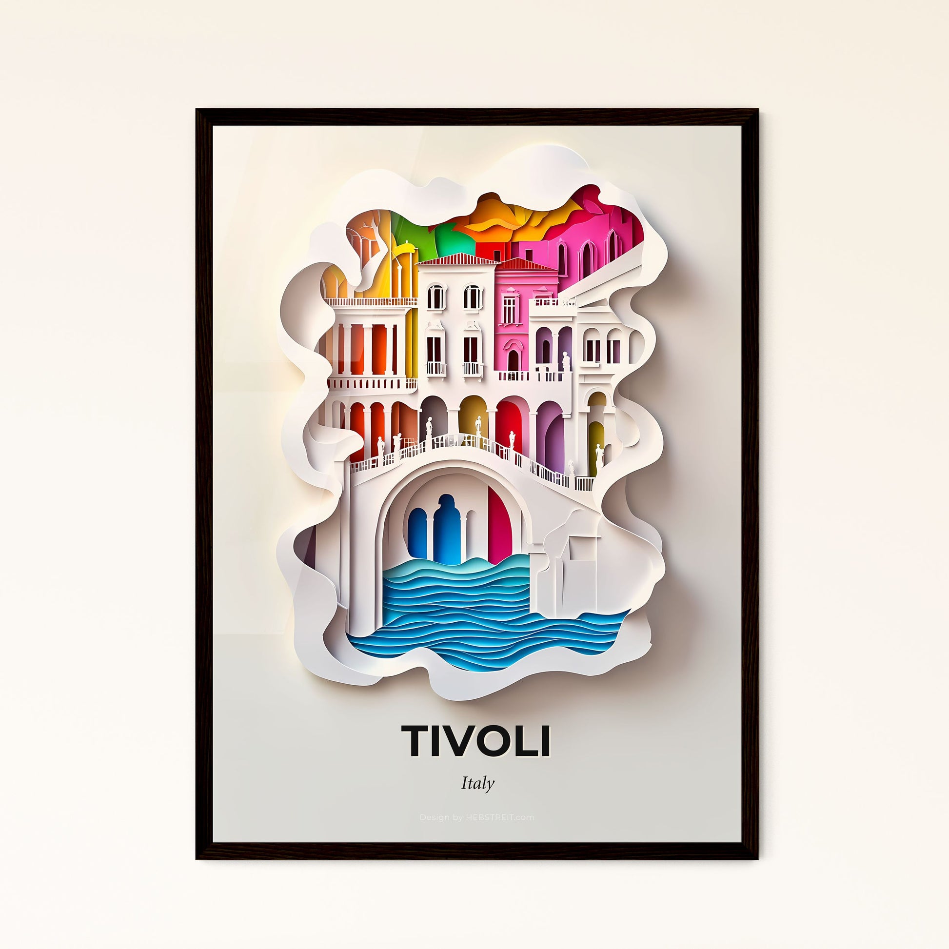 Vivid Tivoli, Italy - a paper cut of a city with a bridge