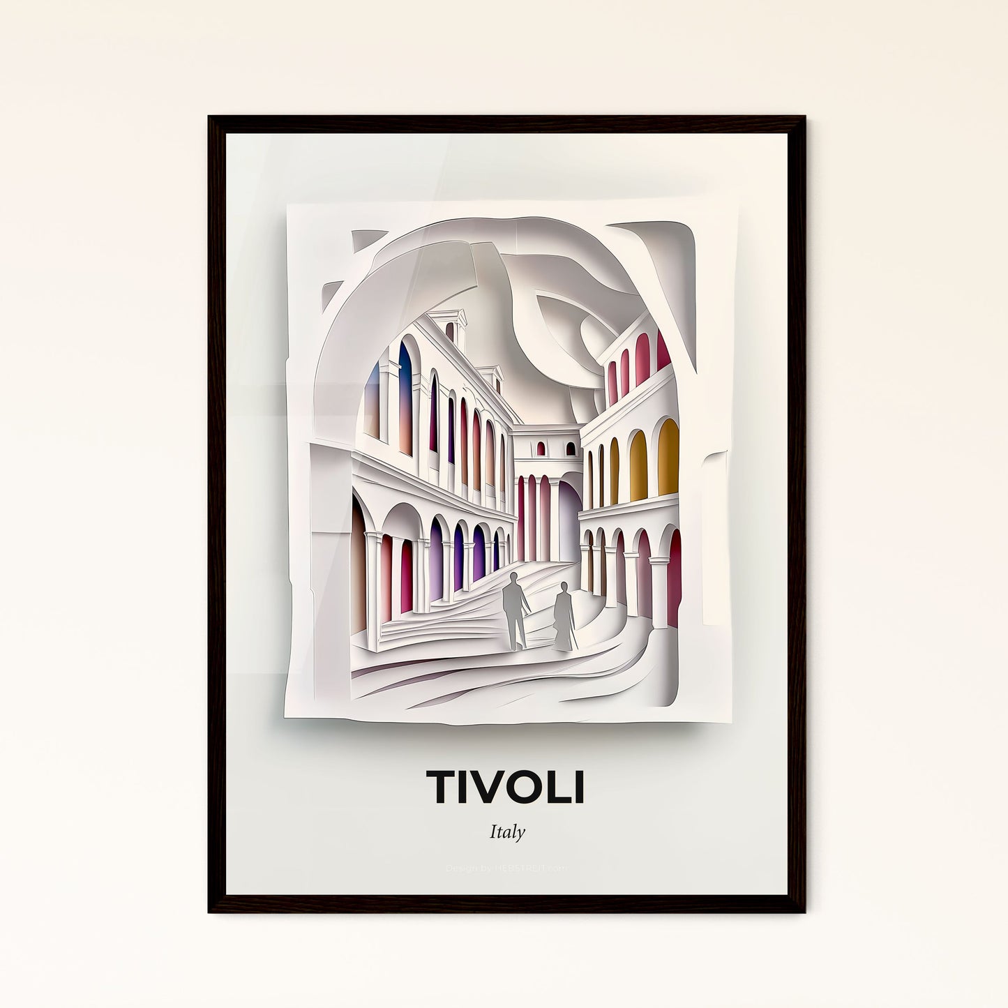 Vivid Tivoli, Italy - a paper cut of a couple walking down a street