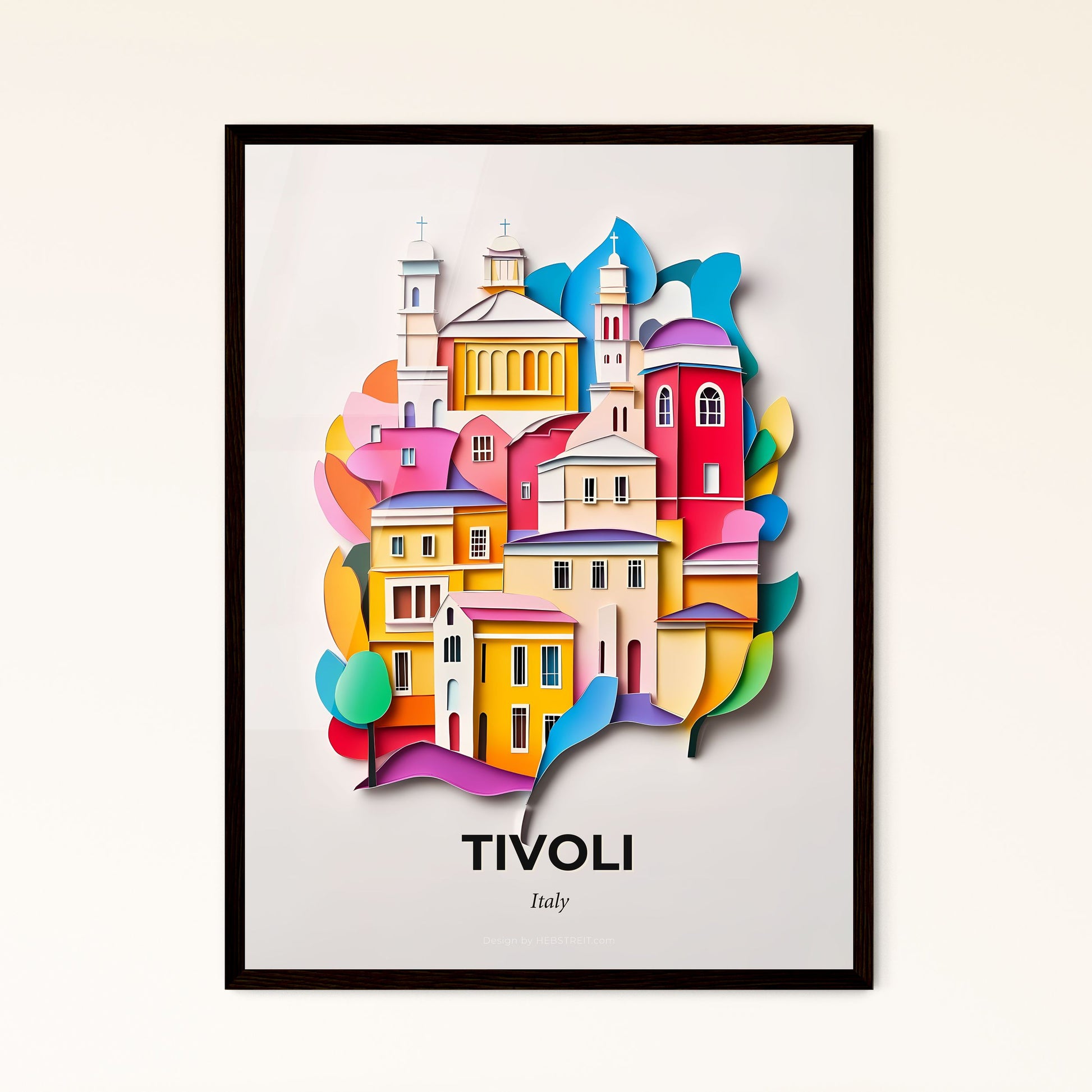 Vivid Tivoli, Italy - a colorful city with a church and trees