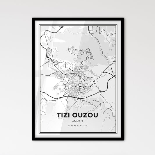 Tizi Ouzou Algeria - Scandinavian Style City Map for Modern Home Decor