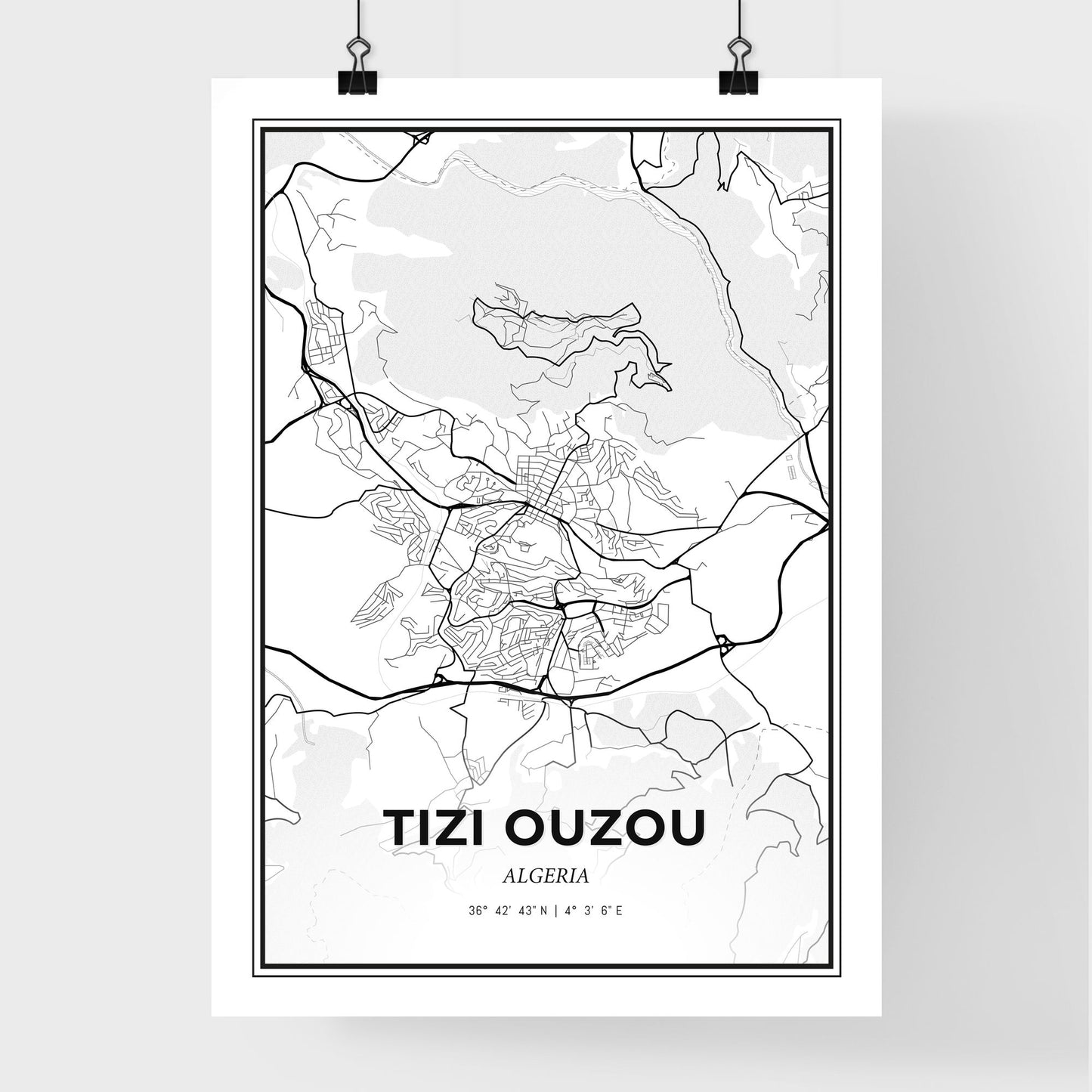 Tizi Ouzou Algeria - Premium City Map Poster