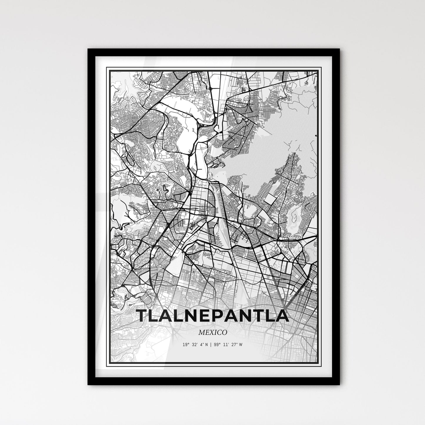 Tlalnepantla Mexico - Scandinavian Style City Map for Modern Home Decor