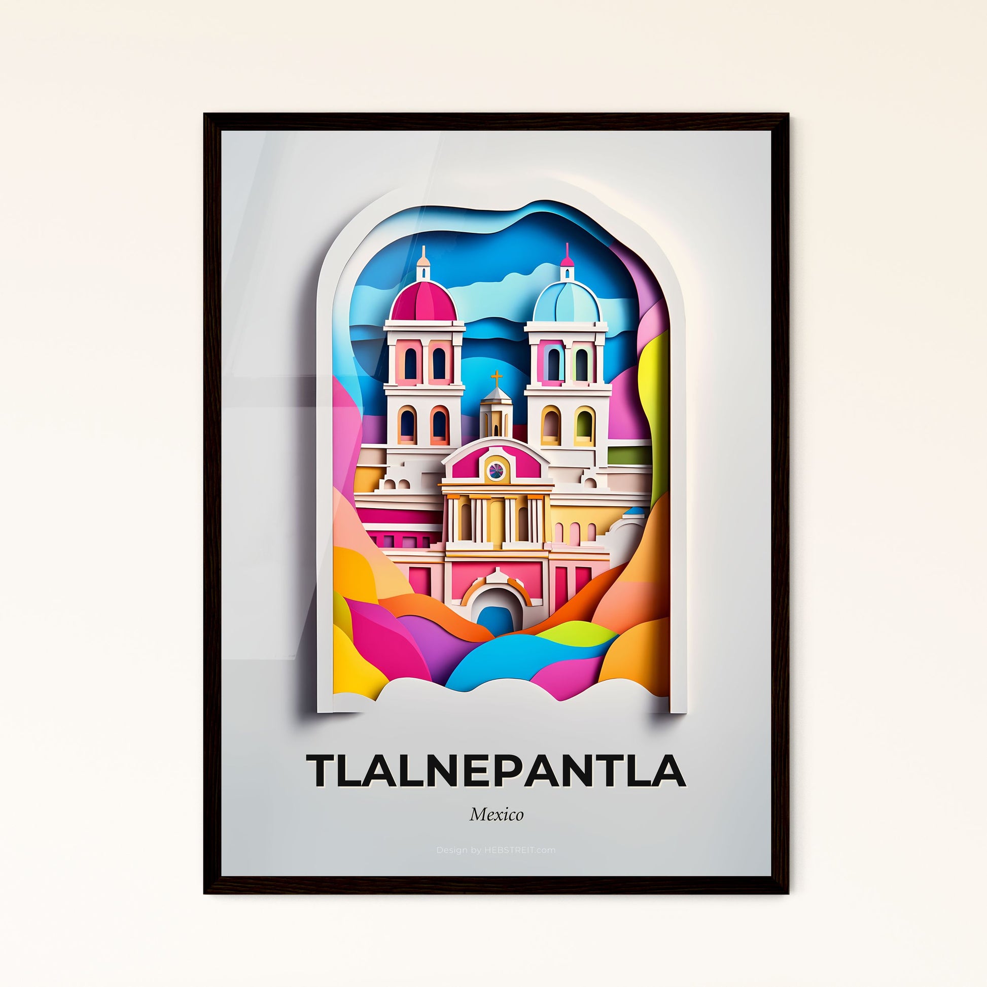 Vivid Tlalnepantla, Mexico - a paper cut of a church with a sky background