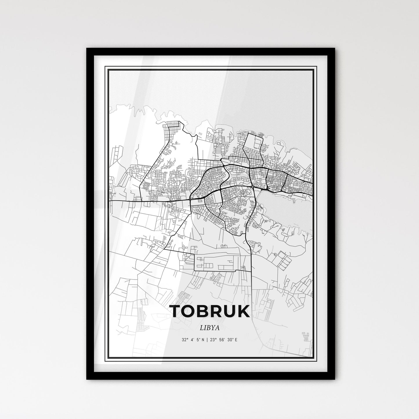 Tobruk Libya - Scandinavian Style City Map for Modern Home Decor