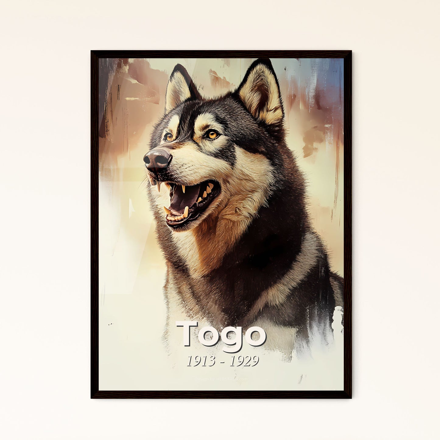 Portrait of Togo, 1913 - 1929. Impressionistic painting of a dog with its mouth open.