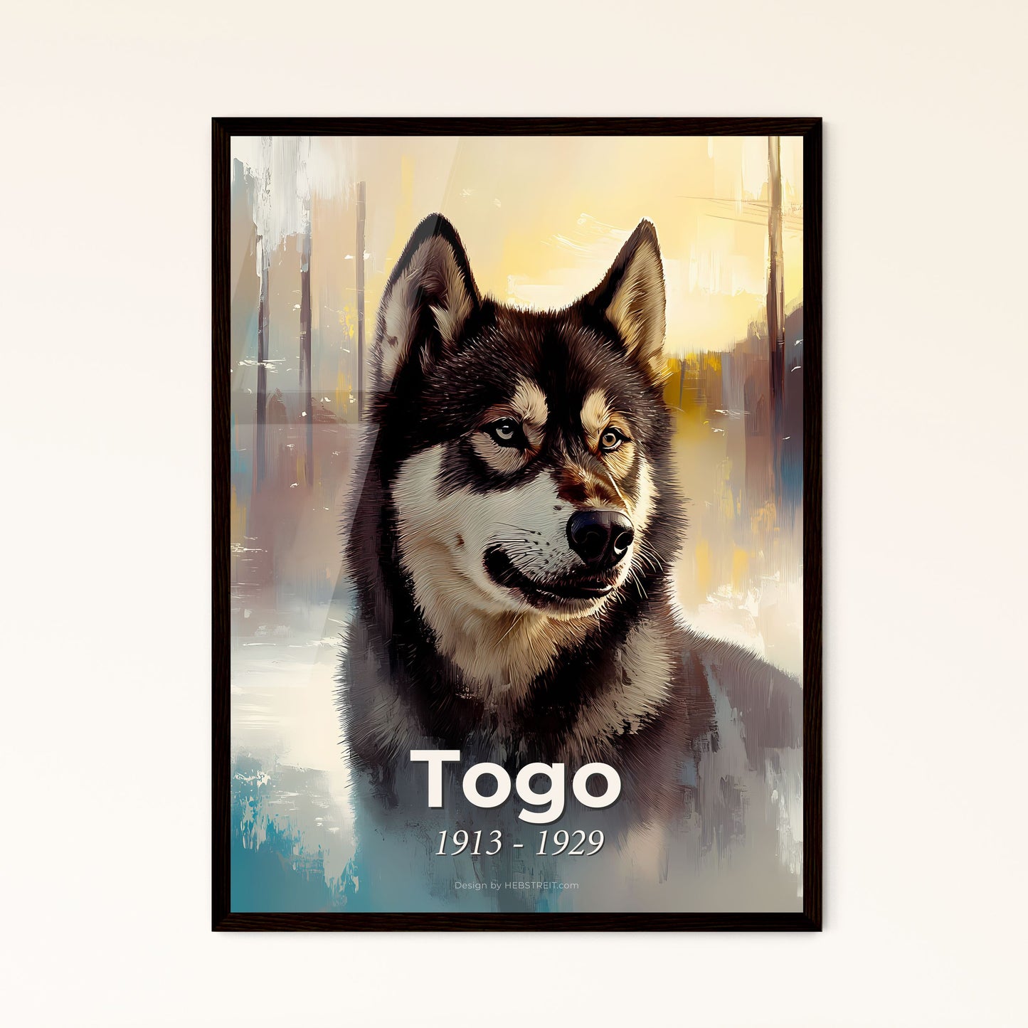 Portrait of Togo, 1913 - 1929. Impressionistic painting of a dog looking at the camera.