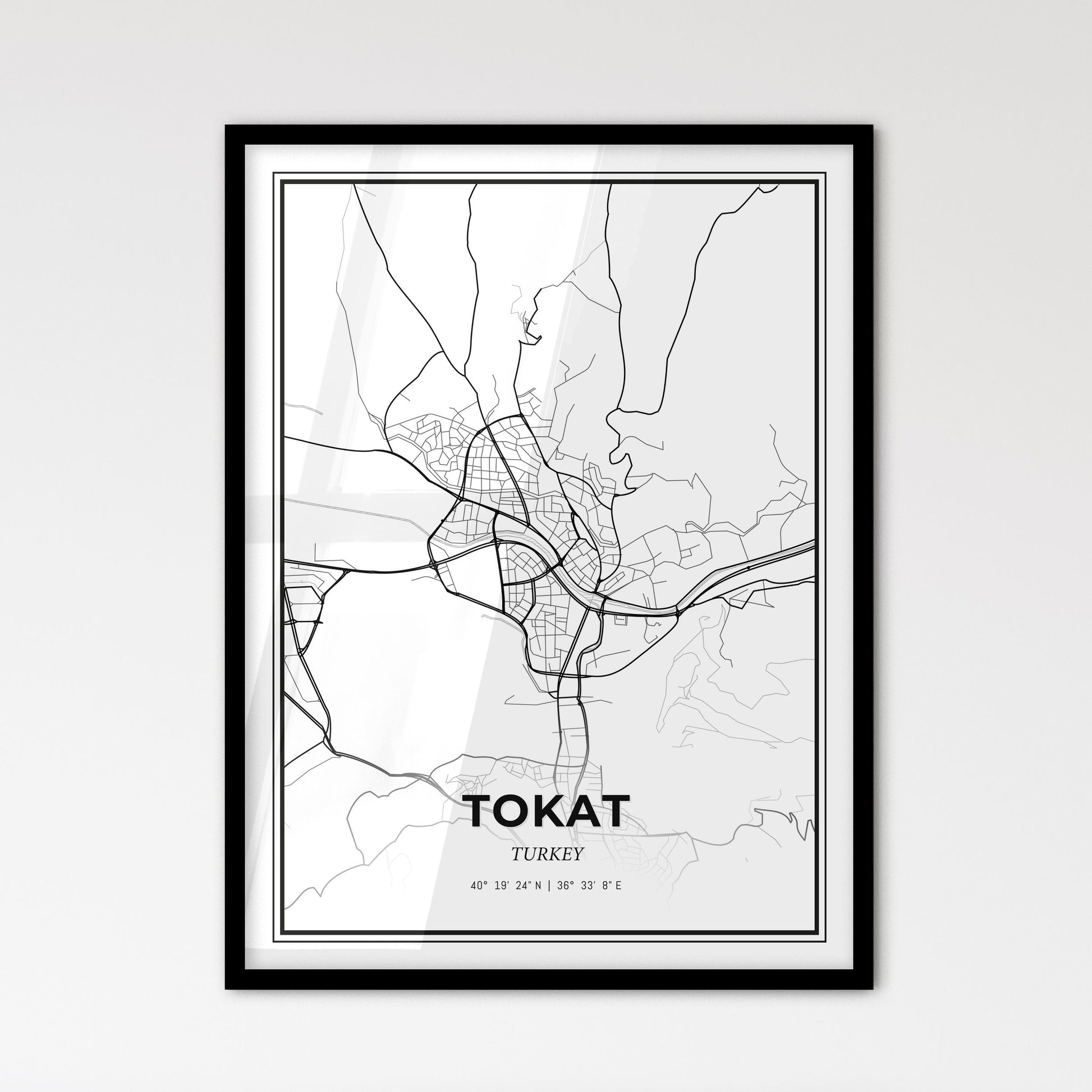 Tokat Turkey - Scandinavian Style City Map for Modern Home Decor