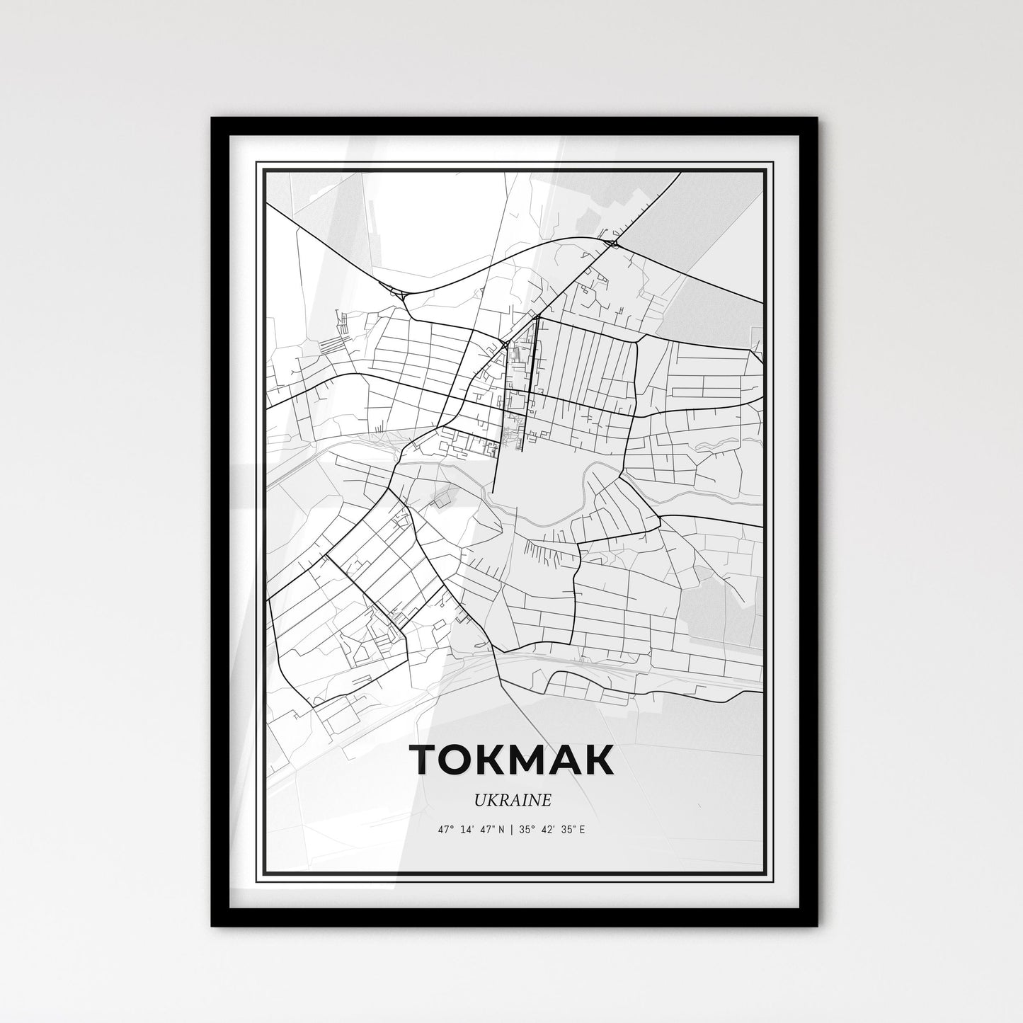 Tokmak Ukraine - Scandinavian Style City Map for Modern Home Decor