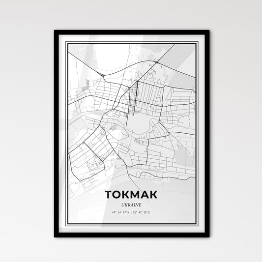 Tokmak Ukraine - Scandinavian Style City Map for Modern Home Decor