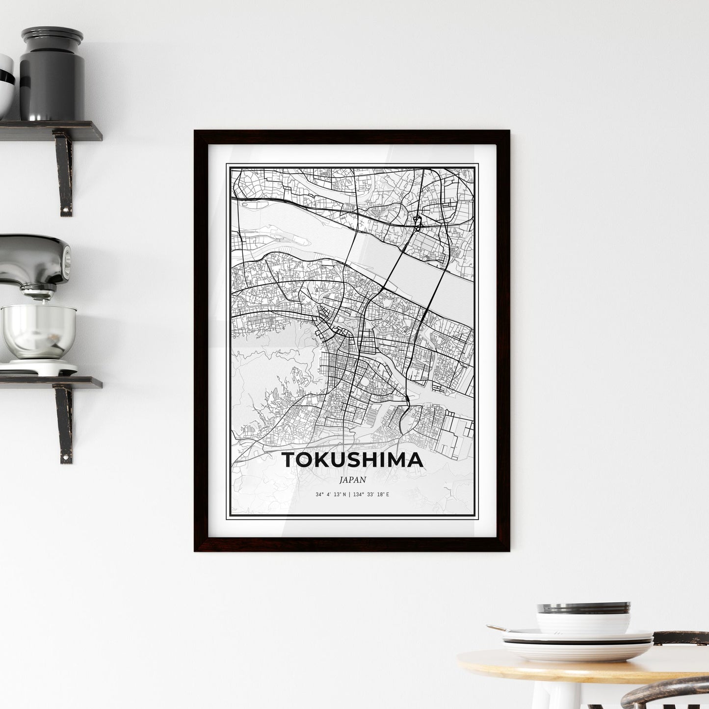 Tokushima Japan - Minimal City Map