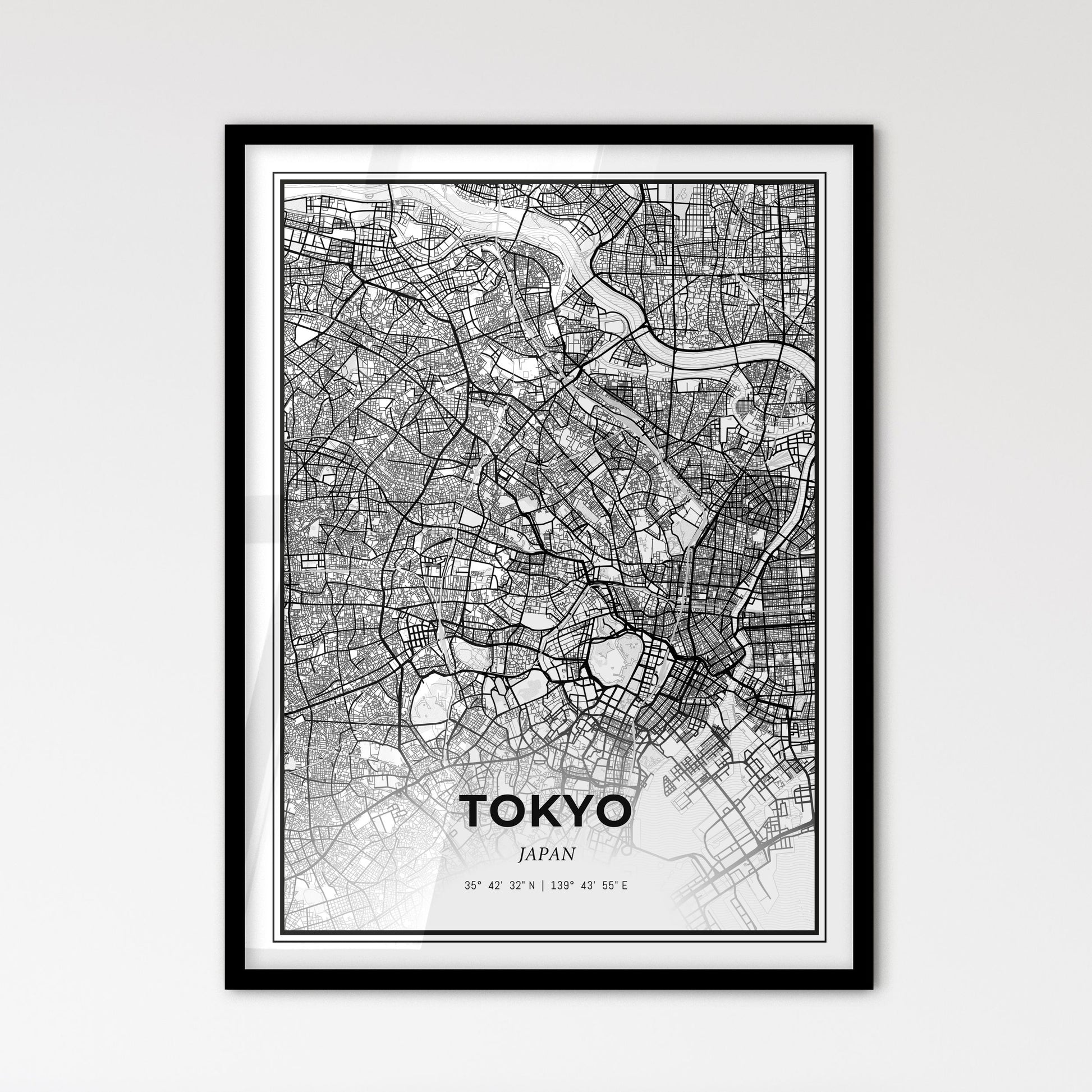 Tokyo Japan - Scandinavian Style City Map for Modern Home Decor