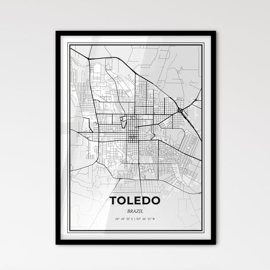 Toledo Brazil - Scandinavian Style City Map for Modern Home Decor