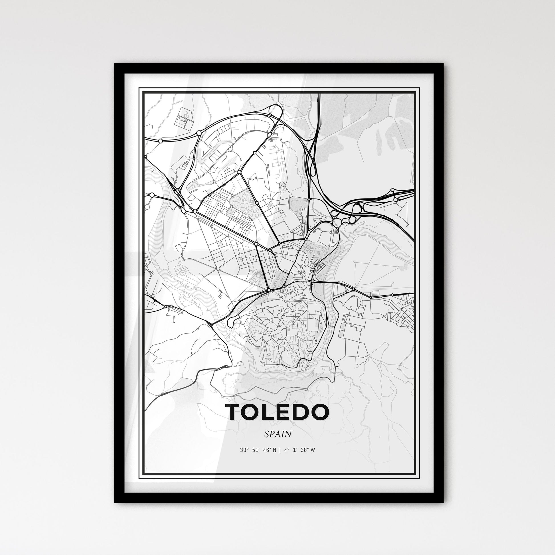 Toledo Spain - Scandinavian Style City Map for Modern Home Decor