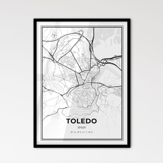 Toledo Spain - Scandinavian Style City Map for Modern Home Decor