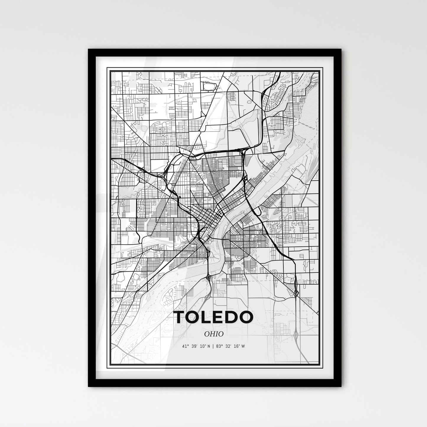 Toledo Ohio - Scandinavian Style City Map for Modern Home Decor