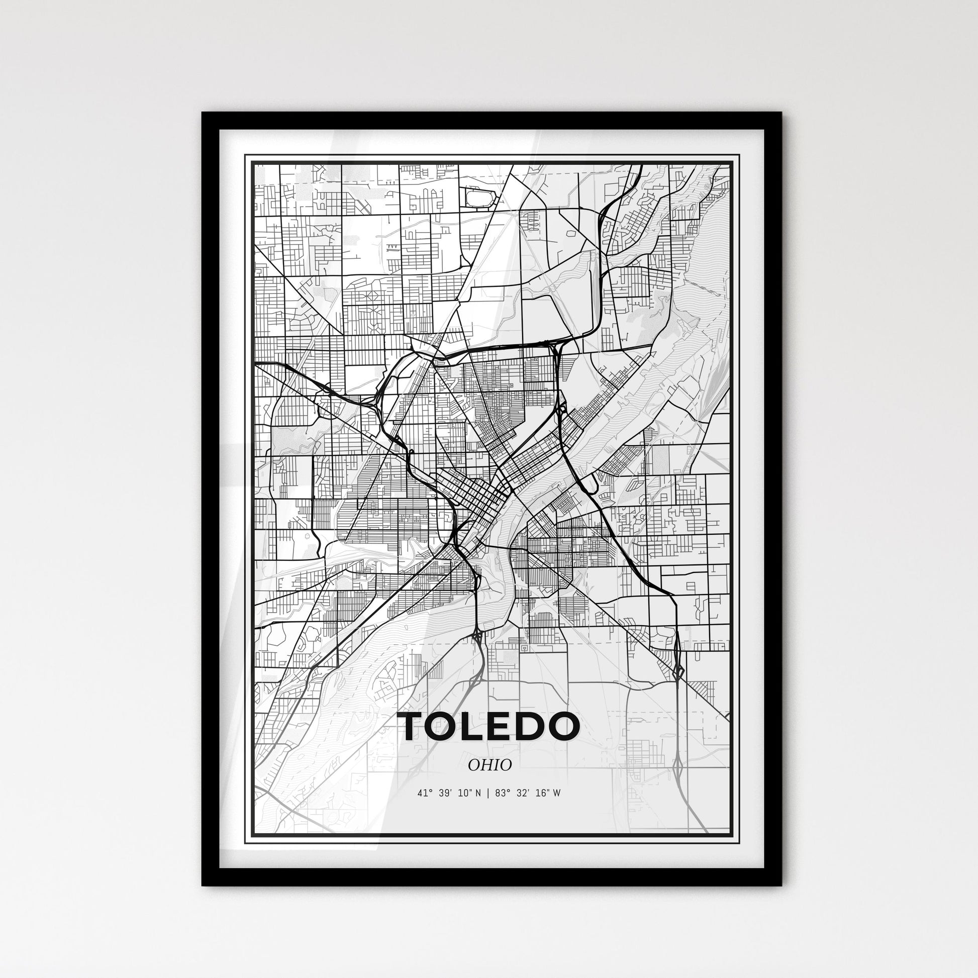 Toledo Ohio - Scandinavian Style City Map for Modern Home Decor