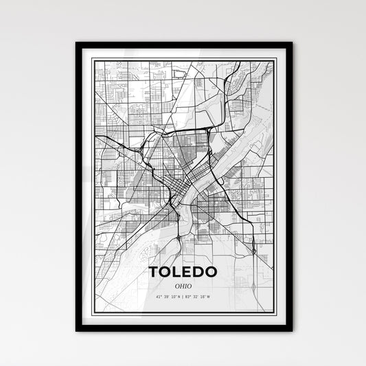 Toledo Ohio - Scandinavian Style City Map for Modern Home Decor