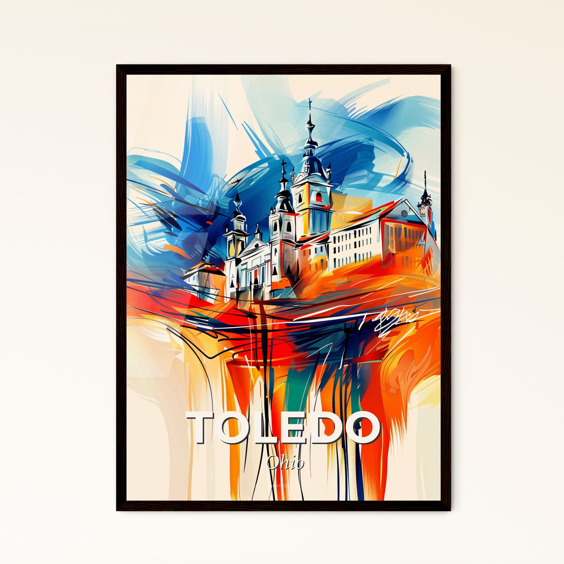 Vibrant Toledo, Ohio - A Painting Of A Building With Towers And Spires