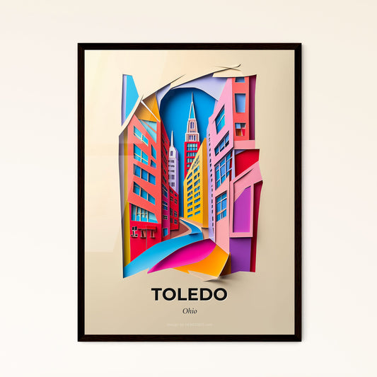 Vivid Toledo, Ohio - a paper cut of a city with a clock tower