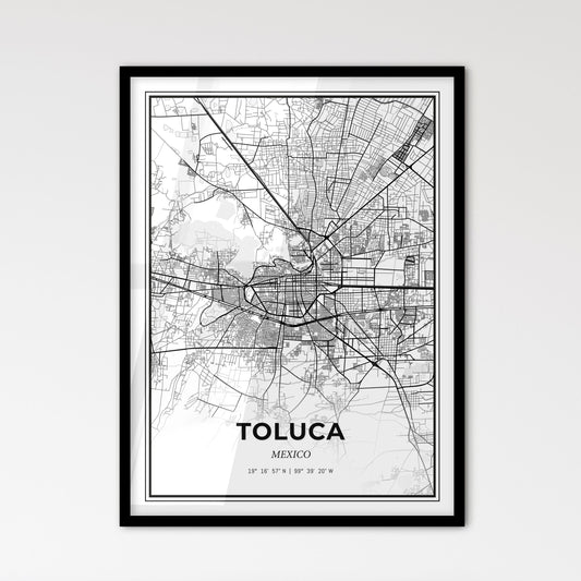 Toluca Mexico - Scandinavian Style City Map for Modern Home Decor