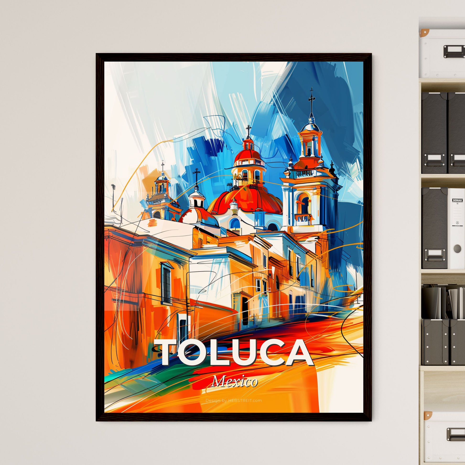 Vibrant Toluca, Mexico - A Painting Of A Building With A Dome And Towers