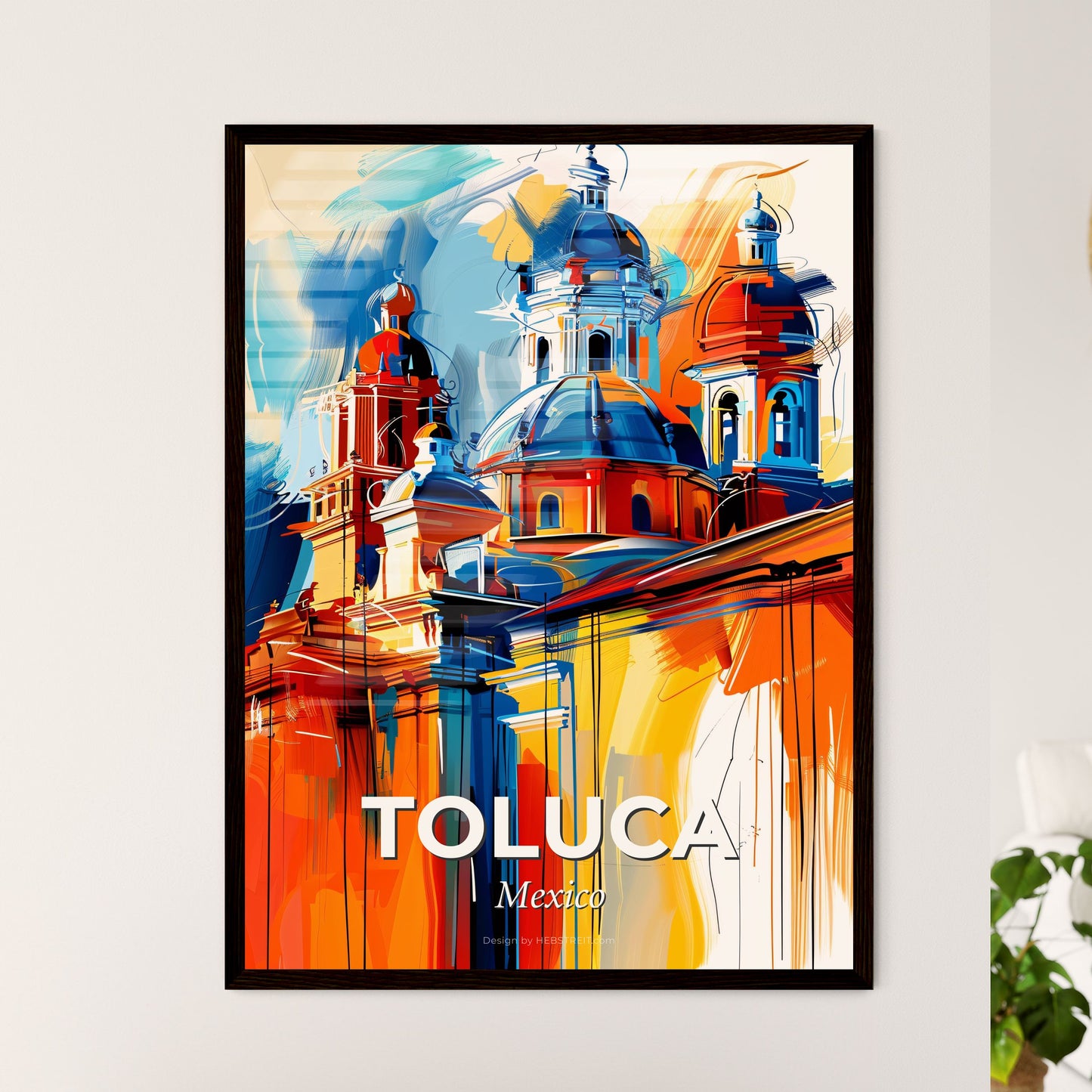 Vibrant Toluca, Mexico - A Painting Of A Building With A Colorful Background