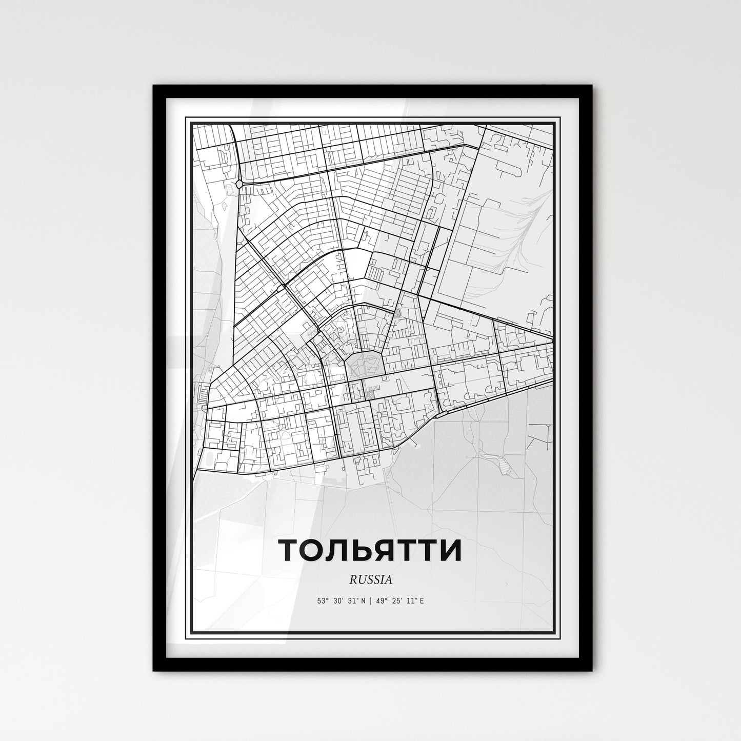 Tolyatti Russia - Scandinavian Style City Map for Modern Home Decor