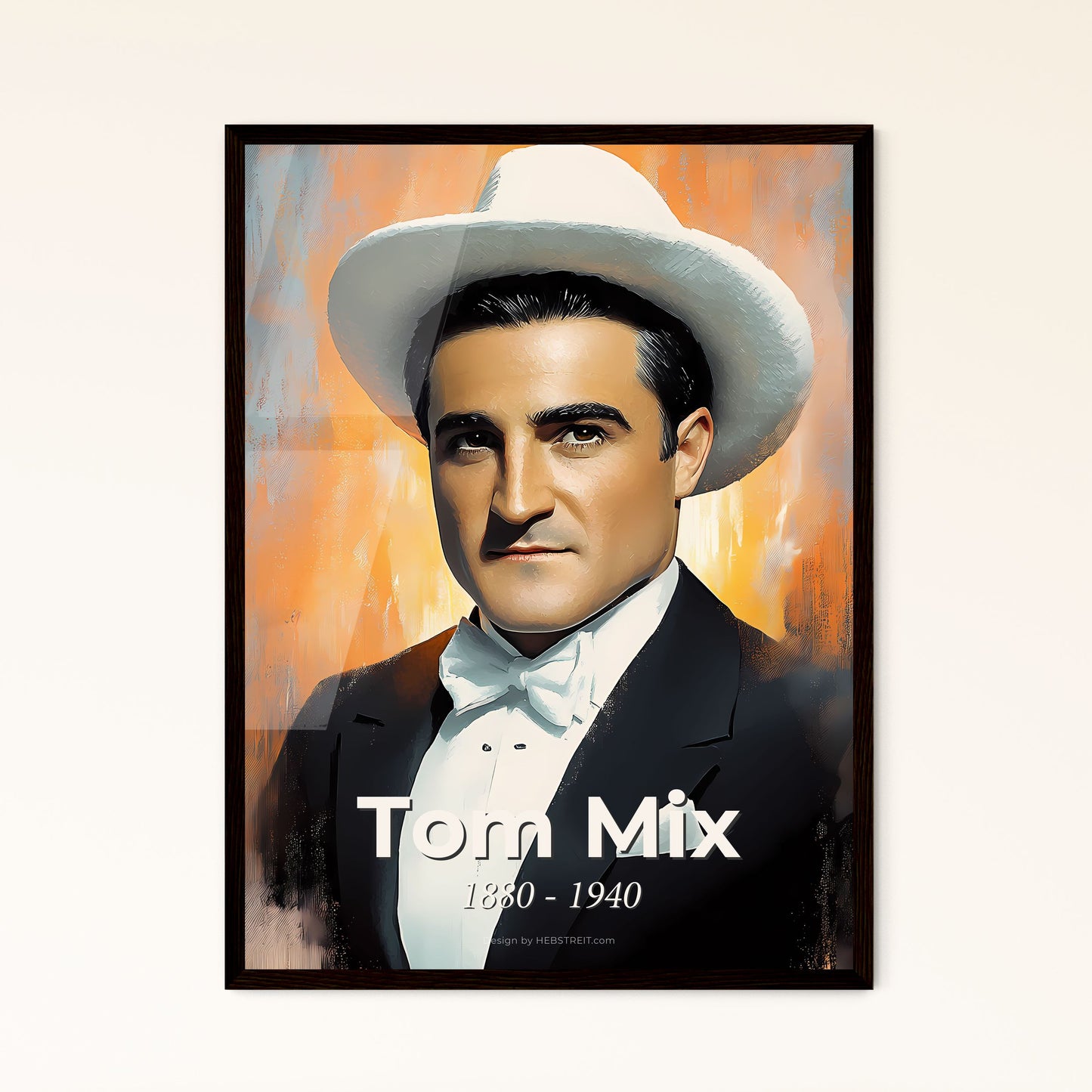 Portrait of Tom Mix, 1880 - 1940. Impressionistic painting of a man in a suit and hat.