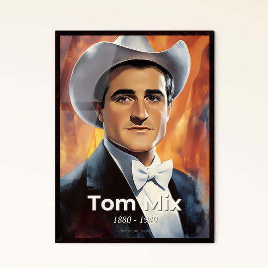 Portrait of Tom Mix, 1880 - 1940. Impressionistic painting of a man in a cowboy hat.