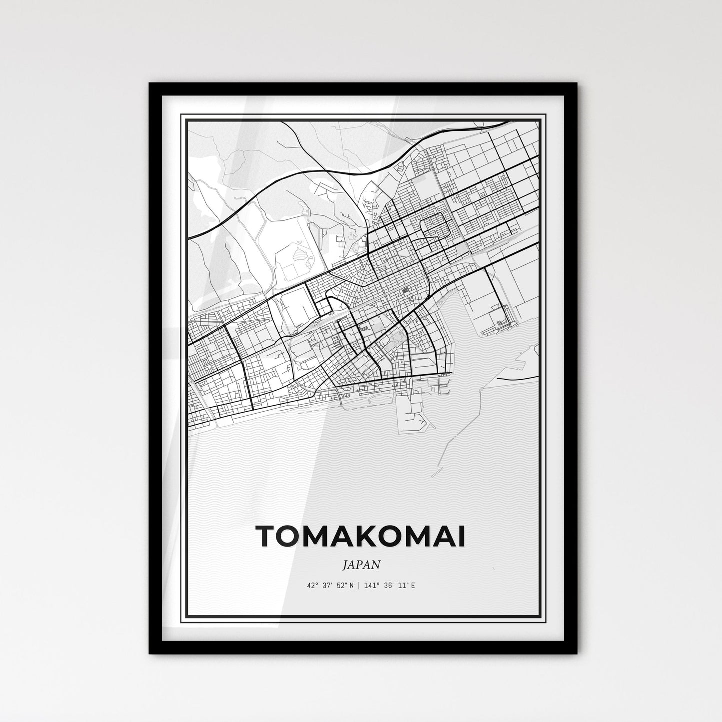 Tomakomai Japan - Scandinavian Style City Map for Modern Home Decor