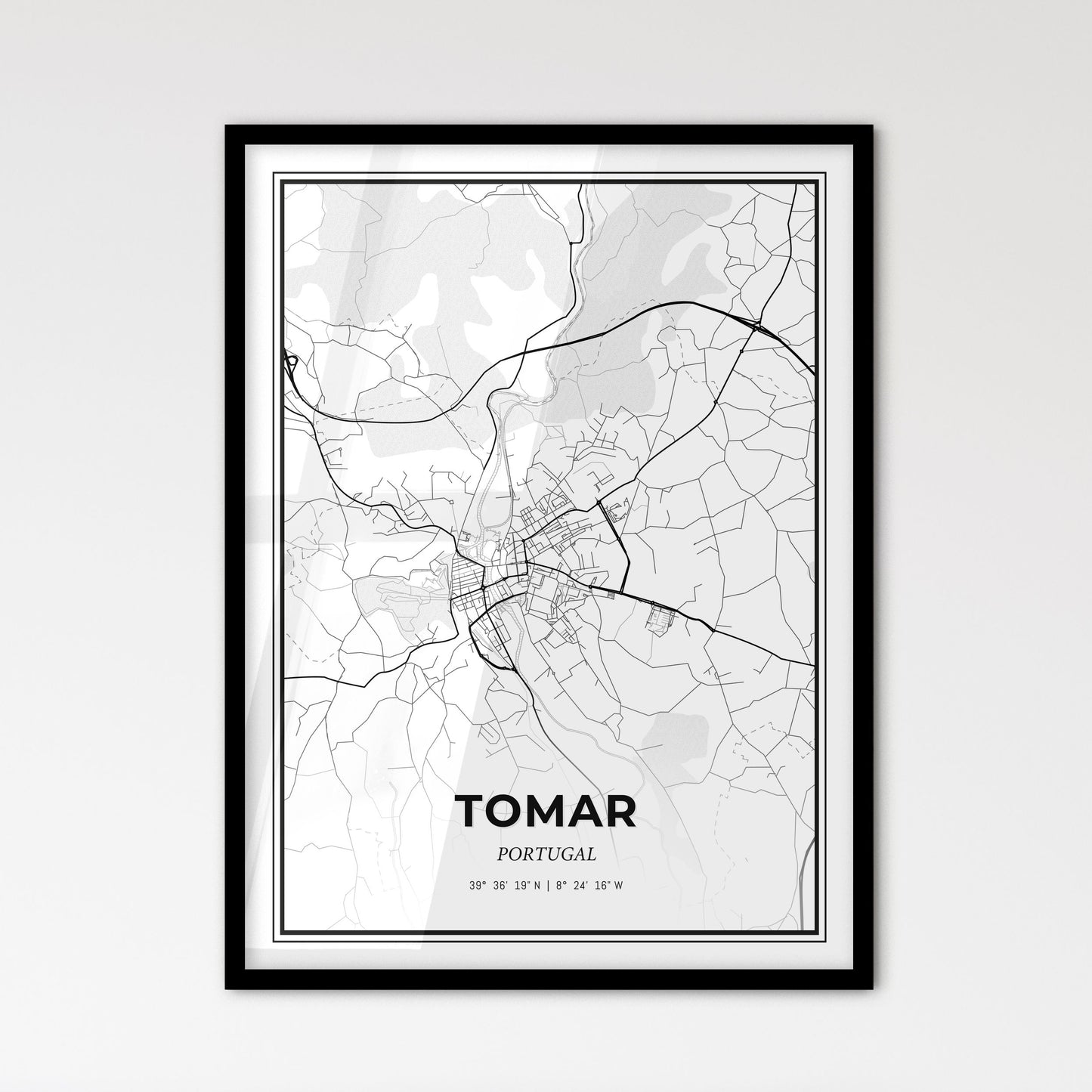 Tomar Portugal - Scandinavian Style City Map for Modern Home Decor