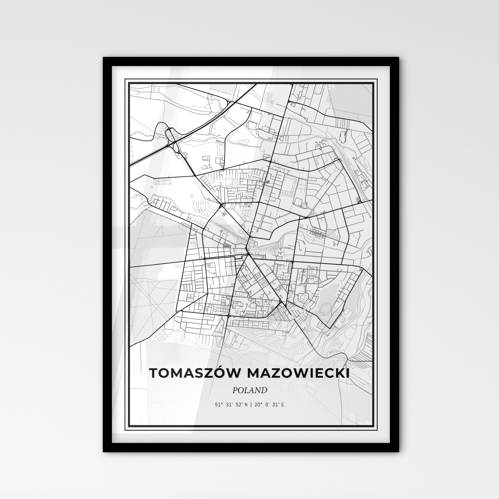 Tomaszów Mazowiecki Poland - Scandinavian Style City Map for Modern Home Decor