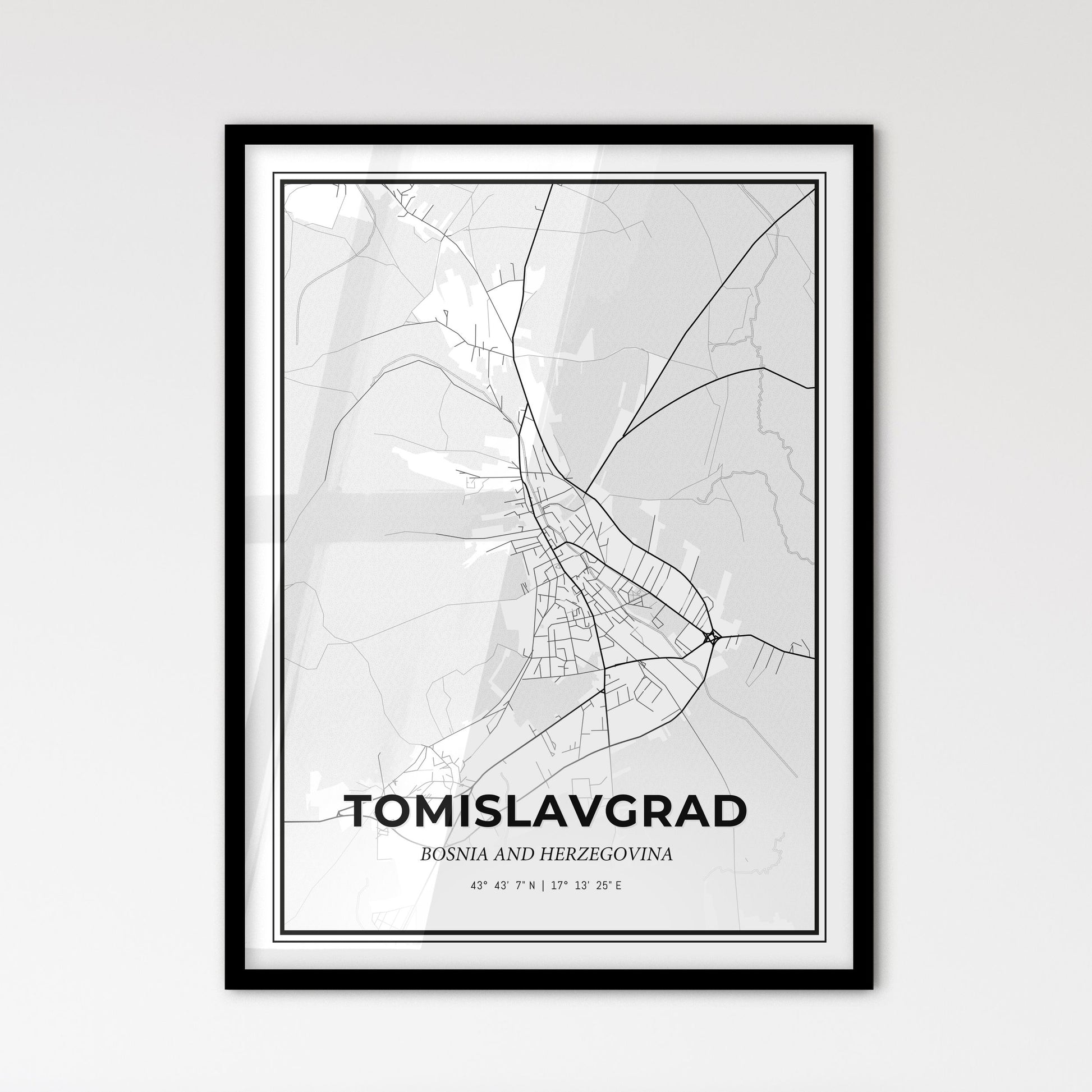 Tomislavgrad Bosnia and Herzegovina - Scandinavian Style City Map for Modern Home Decor