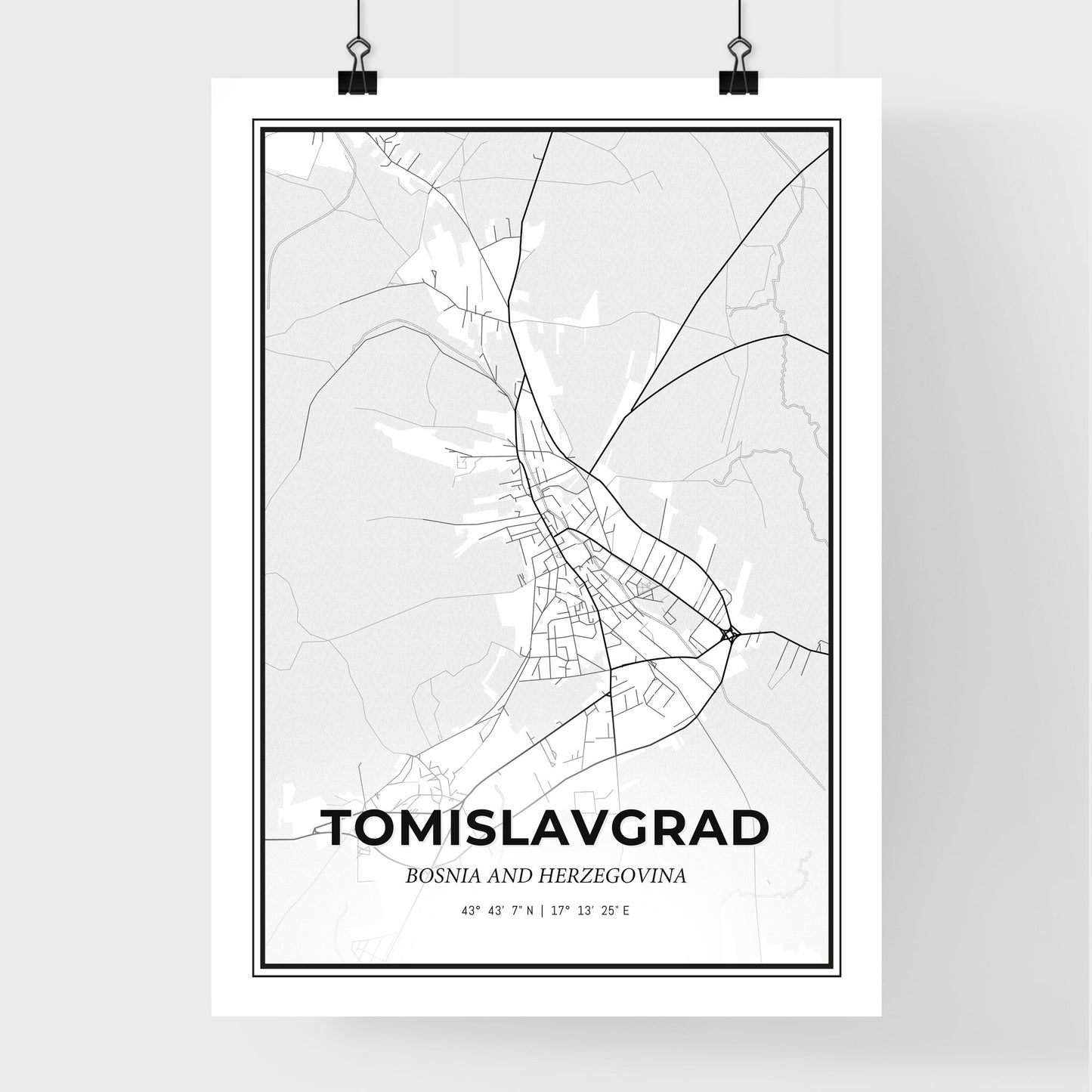 Tomislavgrad Bosnia and Herzegovina - Premium City Map Poster