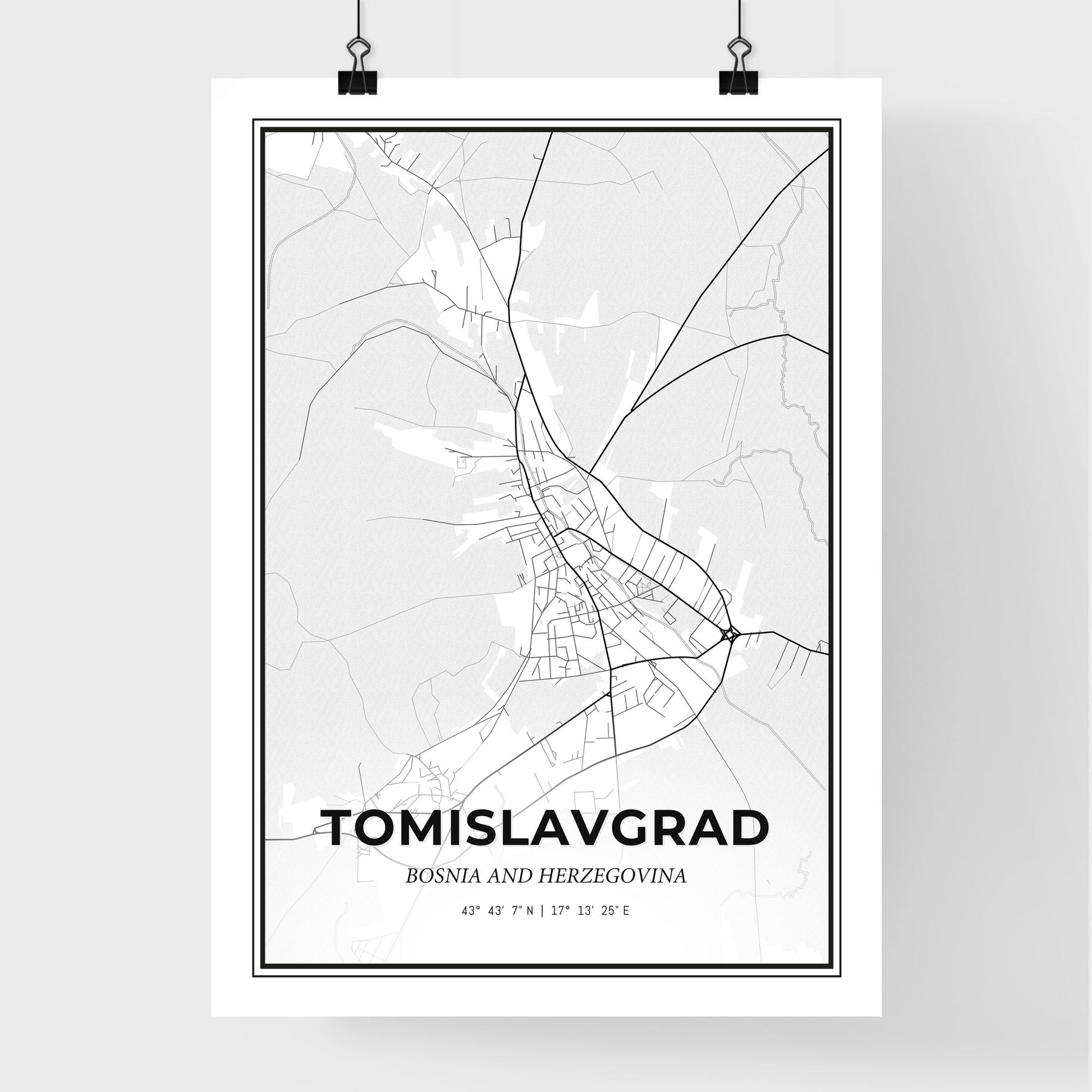 Tomislavgrad Bosnia and Herzegovina - Premium City Map Poster